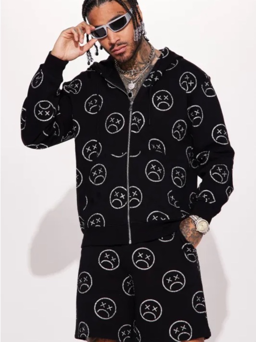 fashion nova — sad times zip up hoodie
